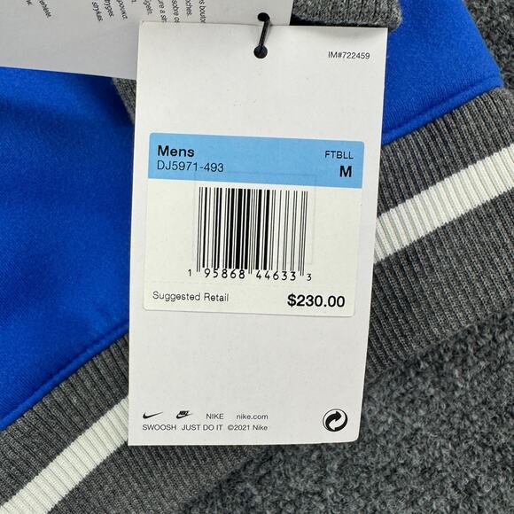 Nike Team Player Letterman Jacket Mens Medium (M) Blue Gray DJ5971-493 NWT - Picture 7 of 10